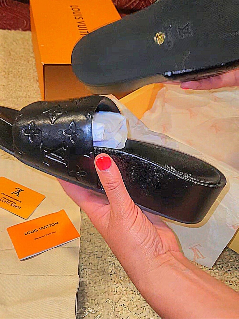 🔥 Lush BLACK 2" Raised Heel LV JVMBO FLATFORM Size 8.5 (41) DustBag💯AUTHENTIC - Picture 5 of 11